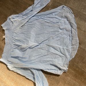 Michael Kors blue white striped top XL